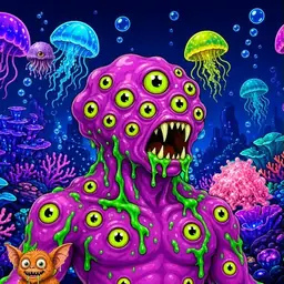 Oozlings #2714, Mutated Eyeball Cluster · Glow Reef