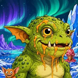 Oozlings #272, Toad Goblin · Aurora Ice
