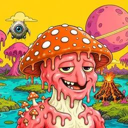 Oozlings #2724, Mutated Mushroom Head · Turquoise Swamp