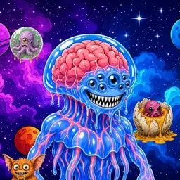 Oozlings #2734, Mutated Jellyfish Brain · Void Nebula