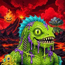 Oozlings #2735, Swamp Fish · Lava Fields