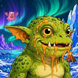 Oozlings #2738, Toad Goblin · Aurora Ice