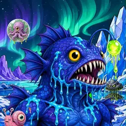 Oozlings #2742, Anglerfish · Aurora Ice