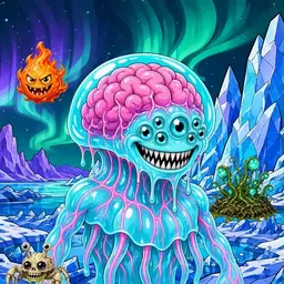Oozlings #2743, Jellyfish Brain · Aurora Ice