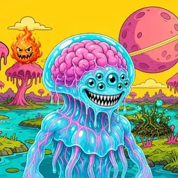 Oozlings #2746, Jellyfish Brain · Turquoise Swamp