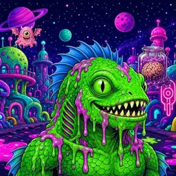 Oozlings #276, Mutated Swamp Fish · Neon City