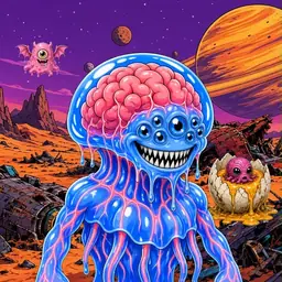 Oozlings #278, Mutated Jellyfish Brain · Ship Junkyard