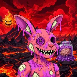 Oozlings #2782, Mutated Zombie Bunny · Lava Fields