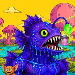 Oozlings #2785, Mutated Anglerfish · Turquoise Swamp