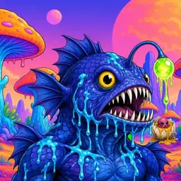 Oozlings #2794, Anglerfish · Mushroom Desert