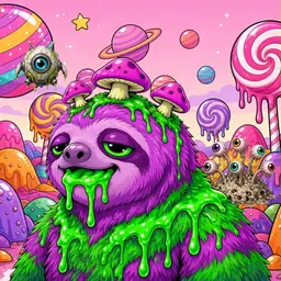 Oozlings #2796, Mutated Slime Sloth · Candy Planet