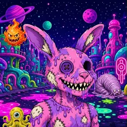 Oozlings #2798, Zombie Bunny · Neon City