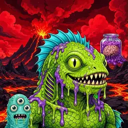 Oozlings #2799, Swamp Fish · Lava Fields