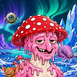 Oozlings #28, Mushroom Head · Aurora Ice