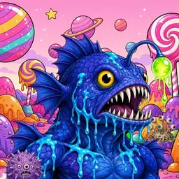 Oozlings #2800, Anglerfish · Candy Planet