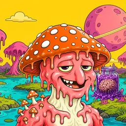 Oozlings #2804, Mutated Mushroom Head · Turquoise Swamp