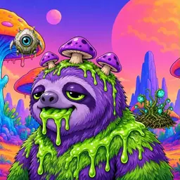 Oozlings #281, Slime Sloth · Mushroom Desert
