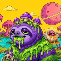 Oozlings #2820, Slime Sloth · Turquoise Swamp