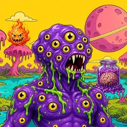 Oozlings #283, Eyeball Cluster · Turquoise Swamp