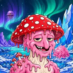 Oozlings #2849, Mushroom Head · Aurora Ice