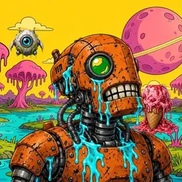 Oozlings #2852, Rusty Robot · Turquoise Swamp