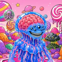 Oozlings #286, Mutated Jellyfish Brain · Candy Planet