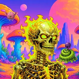 Oozlings #2867, Mutated Fire Skull · Mushroom Desert