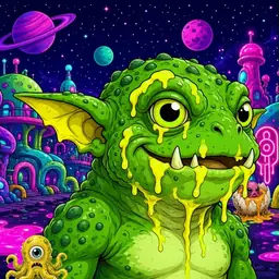 Oozlings #2868, Mutated Toad Goblin · Neon City