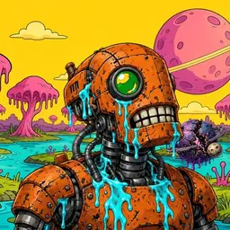 Oozlings #2871, Rusty Robot · Turquoise Swamp