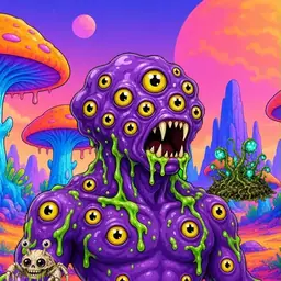Oozlings #2877, Eyeball Cluster · Mushroom Desert