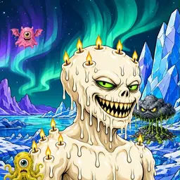 Oozlings #2878, Candle Wax · Aurora Ice
