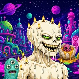 Oozlings #2886, Candle Wax · Neon City