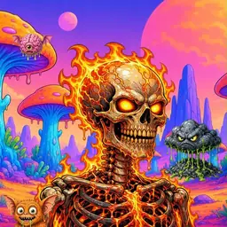 Oozlings #2895, Fire Skull · Mushroom Desert
