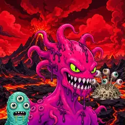 Oozlings #2901, Mutated Squid · Lava Fields