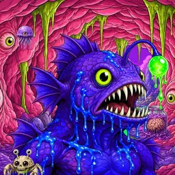 Oozlings #2905, Mutated Anglerfish · Flesh Cave