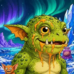 Oozlings #2906, Toad Goblin · Aurora Ice