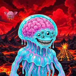 Oozlings #2907, Jellyfish Brain · Lava Fields