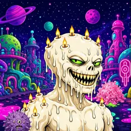 Oozlings #2910, Candle Wax · Neon City