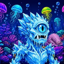 Oozlings #2911, Ice Cyclops · Glow Reef