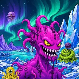Oozlings #2912, Squid · Aurora Ice