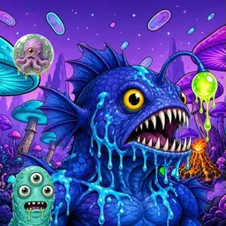 Oozlings #292, Anglerfish · Fungus Forest