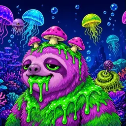 Oozlings #2921, Mutated Slime Sloth · Glow Reef