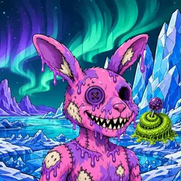 Oozlings #2922, Zombie Bunny · Aurora Ice