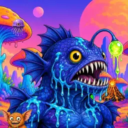 Oozlings #2925, Anglerfish · Mushroom Desert