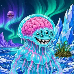 Oozlings #2938, Jellyfish Brain · Aurora Ice