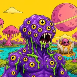 Oozlings #2940, Eyeball Cluster · Turquoise Swamp