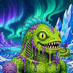 Oozlings #2944, Swamp Fish · Aurora Ice