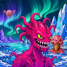 Oozlings #2953, Mutated Squid · Aurora Ice