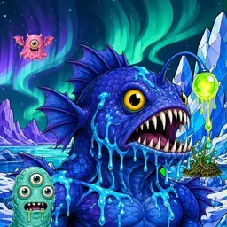 Oozlings #2962, Anglerfish · Aurora Ice