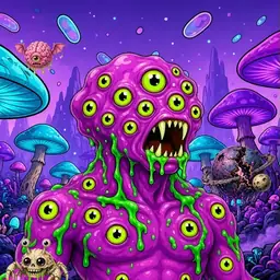 Oozlings #2966, Mutated Eyeball Cluster · Fungus Forest